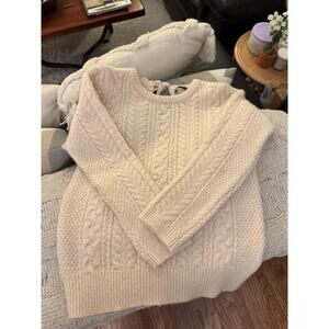 Zara Cable knit Jumper with BowTie neck in cream Size S✨